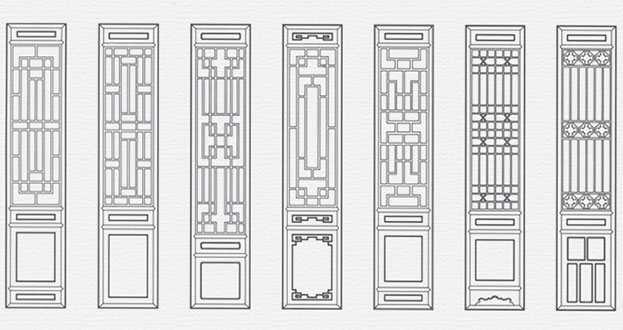 龙楼镇常用中式仿古花窗图案隔断设计图